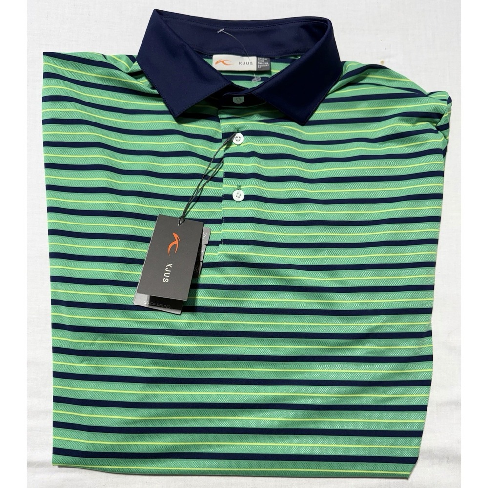 KJUS Luis Multi-Stripe Comfort Fit Short Sleeve Golf Polo Mens Size 56 2XL New